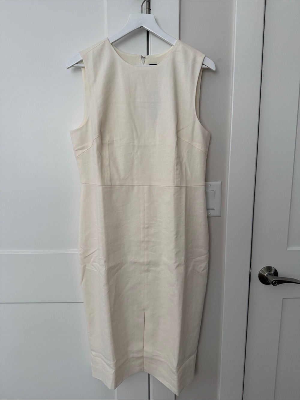J Crew Classic Sleeveless Cream Sheath Dress